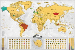 Stírací mapa světa EN - blanc gold XL