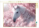 CALVENDO Puzzle Rosa Träumerei: Ein Einhorn im Blütenrausch | 1000 Teile Lege-Größe 64x48cm Foto-Puzzle für glückliche Stunden