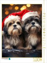 CALVENDO Puzzle Shih Tzu, wann kommt endlich der Weihnachtsmann | 1000 Teile Lege-Größe 64x48cm Foto-Puzzle für glückliche Stunden