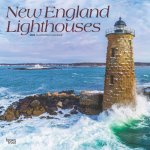 New England Lighthouses 2025 12 X 24 Inch Monthly Square Wall Calendar Plastic-Free
