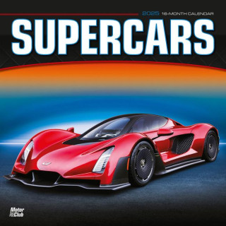 Supercars 2025 12 X 24 Inch Monthly Square Wall Calendar Plastic-Free