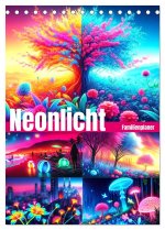 Neonlicht Familienplaner (Tischkalender 2025 DIN A5 hoch), CALVENDO Monatskalender