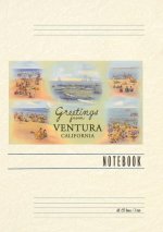 Vintage Lined Notebook Pastel Beach Scenes, Greetings from Ventura, California