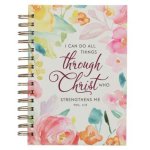 Journal Wirebound Multicolored Floral All Things Through Christ Phil 4:13