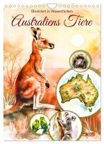Australiens Tiere - Illustriert in Wasserfarben (Wandkalender 2025 DIN A4 hoch), CALVENDO Monatskalender