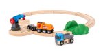 BRIO World - 36028 Starterset Güterzug mit Kran A | Zugset für Kinder ab 3 Jahren