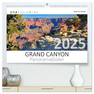 GRAND CANYON Panoramabilder (hochwertiger Premium Wandkalender 2025 DIN A2 quer), Kunstdruck in Hochglanz