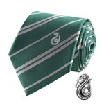 Harry Potter Kravata luxusní a pin v krabičce - Zmijozel