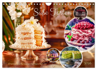Süße Torten - Cremige Köstlichkeiten für Naschkatzen (Wandkalender 2025 DIN A4 quer), CALVENDO Monatskalender