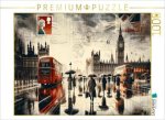 CALVENDO Puzzle Zeitlose Reflexionen: London im Regen durch das Auge der KI | 1000 Teile Lege-Größe 64x48cm Foto-Puzzle für glückliche Stunden