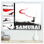 Samurai Illustrationen (hochwertiger Premium Wandkalender 2025 DIN A2 quer), Kunstdruck in Hochglanz