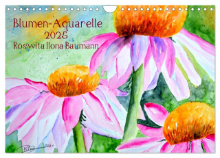 Blumen-Aquarelle (Wandkalender 2025 DIN A4 quer), CALVENDO Monatskalender