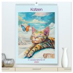 Katzen im expressionistischen Stil (hochwertiger Premium Wandkalender 2025 DIN A2 hoch), Kunstdruck in Hochglanz