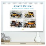 Aquarell Oldtimer (hochwertiger Premium Wandkalender 2025 DIN A2 quer), Kunstdruck in Hochglanz