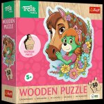 Puzzle 50el.  Drewniane Konturowe. Wesoła Rodzina Treflików