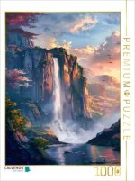 CALVENDO Puzzle Ein Motiv aus dem Kalender Titanen der Natur - Majestätische Wasserfälle im Anime - Stil | 1000 Teile Lege-Größe 64x48cm Foto-Puzzle f