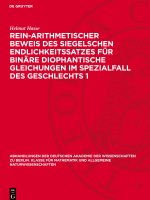 Rein-arithmetischer Beweis des Siegelschen Endlichkeitssatzes für binäre diophantische Gleichungen im Spezialfall des Geschlechts 1