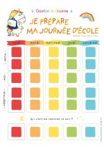 Semainier Gaston la licorne - Je prépare ma journée d'école