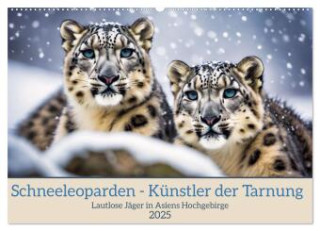 Schneeleoparden - Meister der Tarnung (Wandkalender 2025 DIN A2 quer), CALVENDO Monatskalender