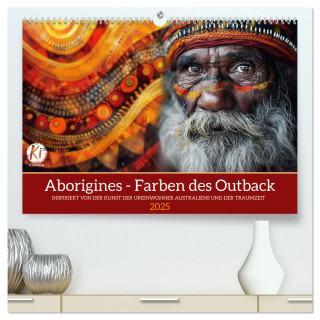 Aborigines - Farben des Outback (hochwertiger Premium Wandkalender 2025 DIN A2 quer), Kunstdruck in Hochglanz