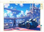 CALVENDO Puzzle Modernes Auto in moderner Stadt im Anime Stil | 1000 Teile Lege-Größe 64x48cm Foto-Puzzle für glückliche Stunden