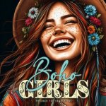 Boho Girls Coloring Book for Adults