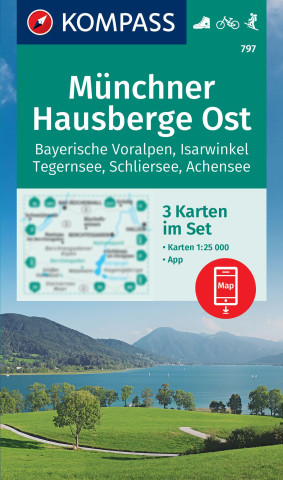 KOMPASS Wanderkarten-Set 797 Münchner Hausberge Ost, Bayerische Voralpen, Isarwinkel, Tegernsee, Schliersee, Achensee (3 Karten) 1:25.000