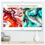Farbenfrohe Marmorierungen (hochwertiger Premium Wandkalender 2025 DIN A2 quer), Kunstdruck in Hochglanz
