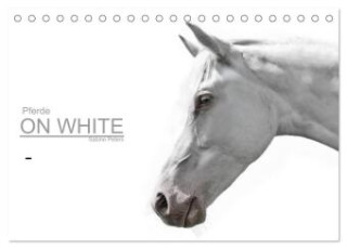 Pferde ON WHITE (Tischkalender 2025 DIN A5 quer), CALVENDO Monatskalender