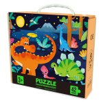 PUZZLE PHOSPHORESCENT DINOSAURE 42 PIECES - 50 x 34 CM