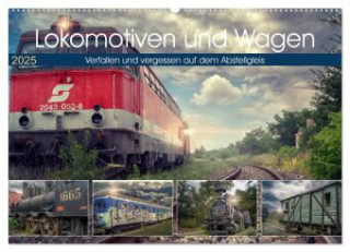 Lokomotiven und Wagen - Verfallen und vergessen auf dem Abstellgleis (Wandkalender 2025 DIN A2 quer), CALVENDO Monatskalender