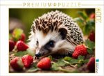 CALVENDO Puzzle Igelchen im Erdbeerfeld | 2000 Teile Lege-Größe 90x67cm Foto-Puzzle für glückliche Stunden