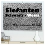 Elefanten Schwarz - Weiss (hochwertiger Premium Wandkalender 2025 DIN A2 quer), Kunstdruck in Hochglanz