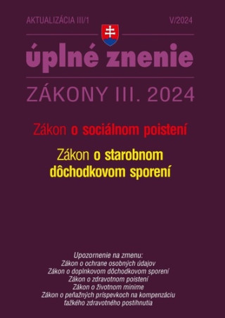 Aktualizďż˝cia III/1 2024 ďż˝ Sociďż˝lne poistenie a starobnďż˝ dďż˝chodkovďż˝ sporenie