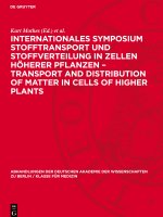 Internationales Symposium Stofftransport und Stoffverteilung in Zellen höherer Pflanzen - Transport and Distribution of Matter in Cells of Higher Plan