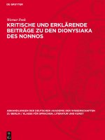 Kritische und erklärende Beiträge zu den Dionysiaka des Nonnos