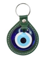 Porte-clés en Cuir Oeil de Nazar Vert