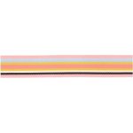 Webband Multi Streifen, Rosa/Schwarz/Iri/Grau/Gelb/Blau