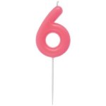 Zahlenkerze 6, Neon Pink