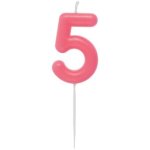 Zahlenkerze 5, Neon Pink