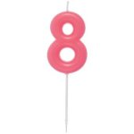 Zahlenkerze 8, Neon Pink