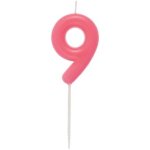 Zahlenkerze 9, Neon Pink