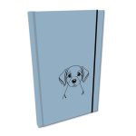 Notes A5 gładki z gumką Soft Touch lakier UV pies labrador niebieski