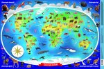 Podkładka mapa Świata zwierzątka. Mappuzzle JUNIOR