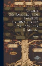 Recueil Généalogique De Familles Originaires Des Pays-bas Ou Y Établies...