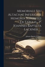 Memoriale Seu Altachae Inferioris Memoria Superstes Ex Tabulis... P. Ioannes Baptista Lackner......