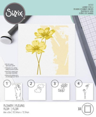 SIZZIX Plastovďż˝ ďż˝ablona - Kvďż˝tiny 4 ks