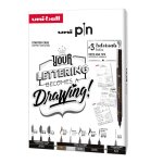 UNI PIN sada popisovačů - edice Lettering (8ks)