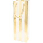 Flaschentüte Streifen, Creme/Gold, FSC MIX