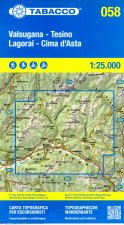 Valsugana - Tesino - Lagorai - Cima d'Asta. Carta topografica in scala 1:25.000